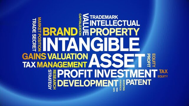 intangible asset animated word cloud-text design animation tag kinetic typography seamless loop.