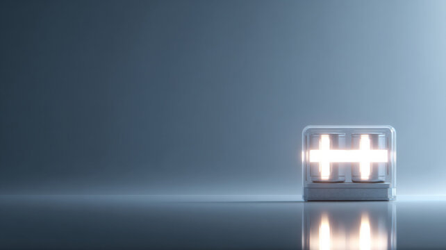 A modern abstract dumbbell with a glowing effect against a gradient background, representing fitness and strength