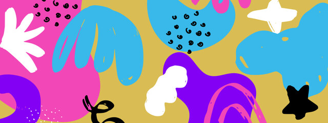 Abstract Colorful Illustration With Bold Doodles Background