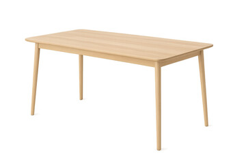 Fototapeta premium Light wooden dining table in minimalist style isolated on transparent background for interior design concepts