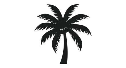 A striking image of a black palm tree against a white backdrop a stark silhouette © nhpvect02