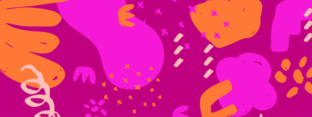 Fototapeta premium Bright bold artwork with abstract shapes background. Ideal for creative campaigns, youth branding, energetic visuals, and playful design projects