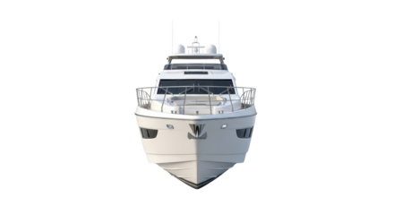 Luxury yacht bow front view isolated PNG with Transparent Background