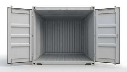 A stark, empty shipping container stands open