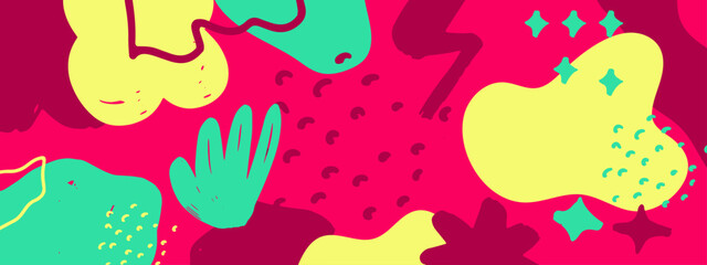 Vibrant Abstract Colorful Shapes With Hands, Sparkles, And Playful Dots For Creative Background
