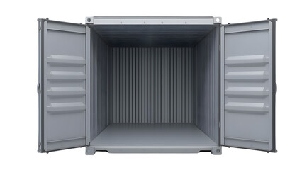 A stark, empty shipping container stands open