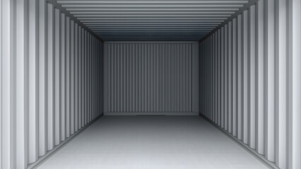 A stark, empty shipping container stands open