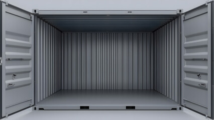A stark, empty shipping container stands open