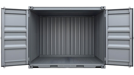 A stark, empty shipping container stands open