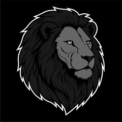 Black Lion Head Illustration — Mascot Style Vector