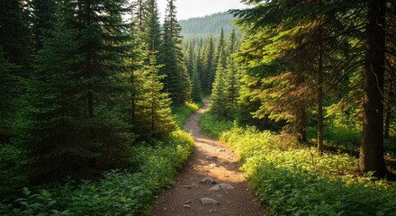 Sunlit forest trail