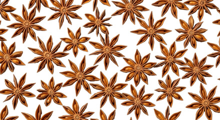 Star anise spice full frame background isolated PNG with Transparent Background