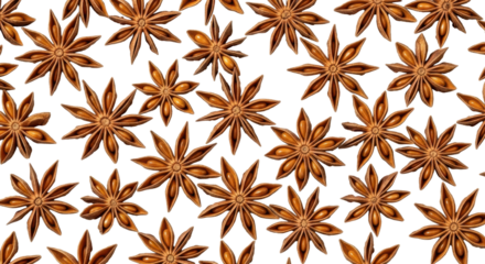Star anise spice full frame background isolated PNG with Transparent Background
