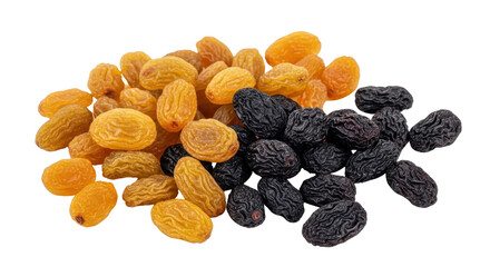 Pile of golden and black raisins isolated PNG with Transparent Background