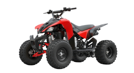 Red and black all-terrain vehicle for recreational use isolated PNG with Transparent Background