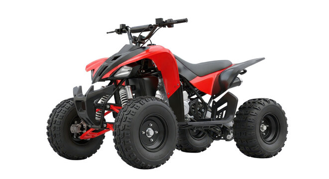 Red and black all-terrain vehicle for recreational use isolated PNG with Transparent Background