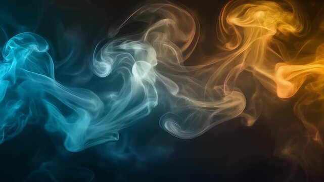 Abstract colorful smoke swirls and wisps in motion against a dark background showcasing vibrant gradients of blue purple pink and orange abstract energy flow