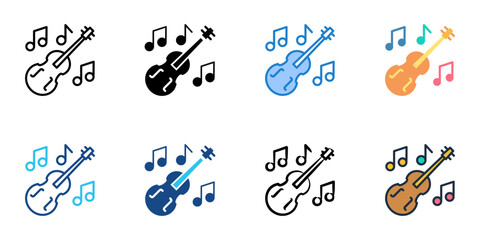 Music icon set multiple style vector collection. Editable Stroke 
