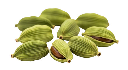 Pile of green cardamom pods isolated PNG with Transparent Background