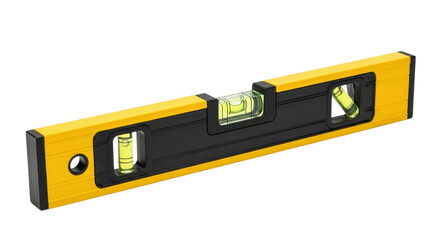 Yellow spirit level for precise measurement isolated PNG with Transparent Background