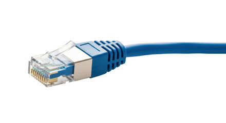 Blue ethernet cable with RJ45 connector isolated PNG with Transparent Background