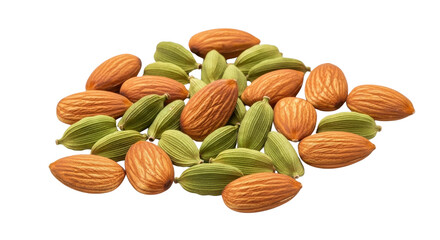 Pile of Almonds and Pistachios isolated PNG with Transparent Background