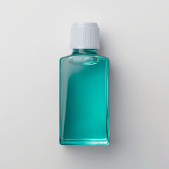 Green mouthwash bottle on white background