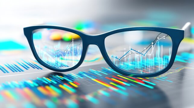 Analyzing business trends with innovative data visualization techniques modern workspace graphic design digital environment close-up view conceptual insights