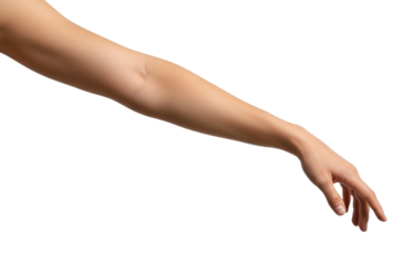 Human arm extended transparent background cutout png