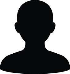 Black silhouette of a person's head and shoulders on a white background profile