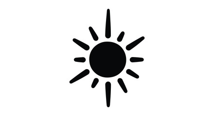 A minimalist depiction of a radiant sun with pointed rays a striking black silhouette