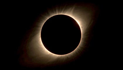 A stunning celestial event captured, showcasing a total solar eclipse. The sun's corona radiates outward, creating a breathtaking visual