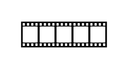 a simple black and white filmstrip graphic with rectangular frames a distinct silhouette