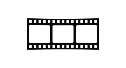 A black and white film strip with three blank frames simple graphic design silhouette