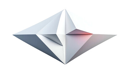 Abstract geometric diamond shape, white facets, soft lighting on a black background