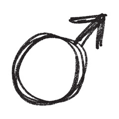 Hand drawn male gender identity sign Symbol used to represent sex and gender