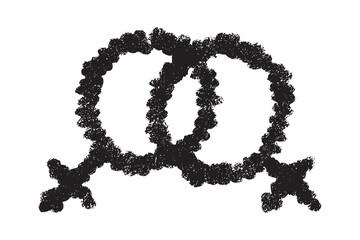 Hand drawn lesbian identity sign Symbol used to represent sex and gender