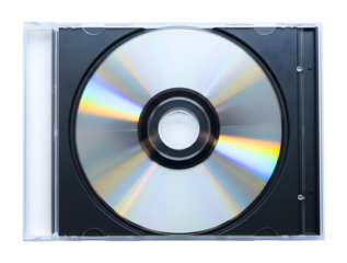 Compact disc in jewel case isolated on transparent background