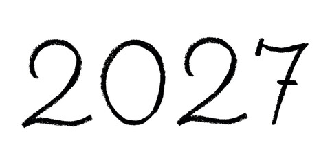 Hand drawn happy New Year doodle 2027 numbers Single element for calendar, card, banner, flyer, web, poster, design, decor