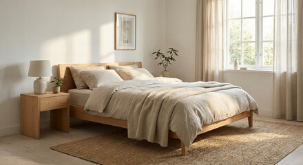 Fototapeta premium Minimal Scandinavian Bedroom