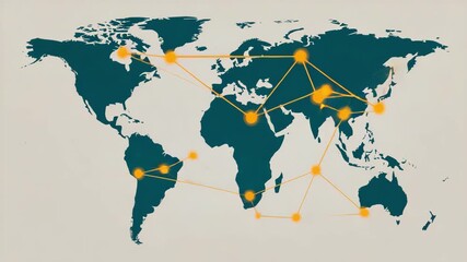 Global Connectivity Network: Digital Data Flow Across Continents and Key Hubs