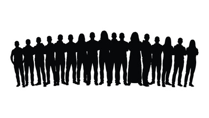 Diverse group silhouette isolated on white background, Vector