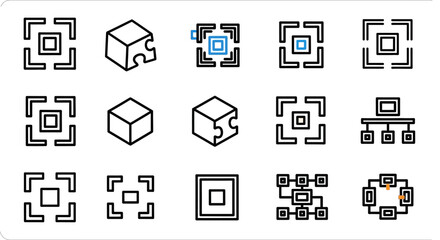 Collection of Abstract Geometric Shapes and Network Icons for Design.