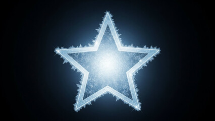 A luminous frosty star shape glows with a bright white center and icy crystalline edges against a dark background symbolizing winter and celebration
