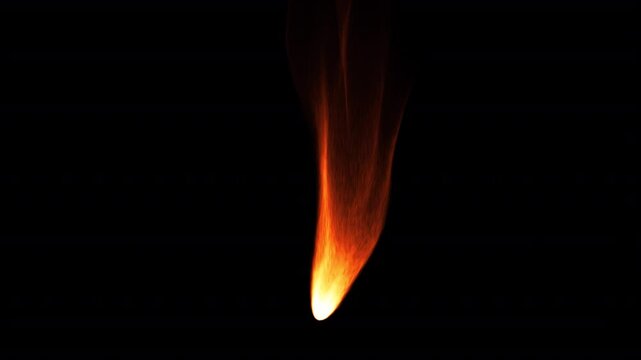 Burning flame on a transparent background creating a sense of warmth