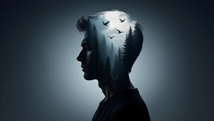 Man's mind wonders, nature and birds fly freely