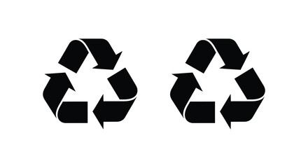 A stark black recycling symbol illustration displays a continuous loop a powerful environmental message silhouette