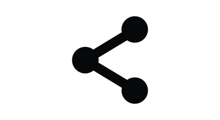 A simple black icon depicting a share symbol against a white backdrop silhouette