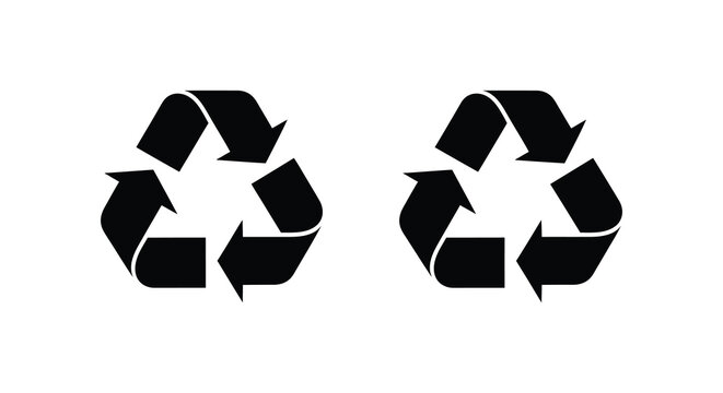 A stark black recycling symbol illustration displays a continuous loop a powerful environmental message silhouette