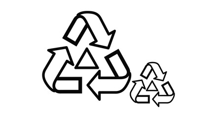 A simple black and white illustration of the universal recycling symbol a bold silhouette
